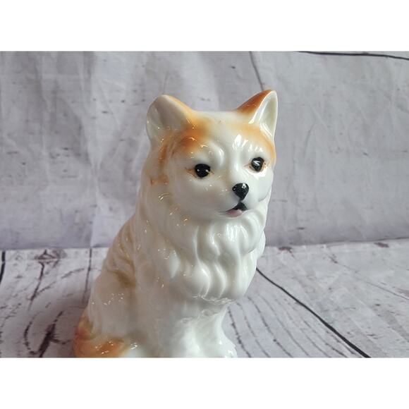 Bone China White Orange Tan Persian Cat Figure Vintage 3in tall - Picture 2 of 7